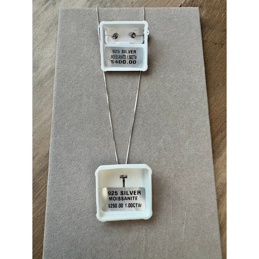 NWT Hamsa Moissanite Necklace & Earring Bundle - 925 Silver - Picture 6 of 10